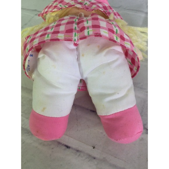 VTG 1996 Dolly Mine Plush Stuffed Doll Pink Plaid Dress Blond Hair Well Made Toy - Picture 6 of 8